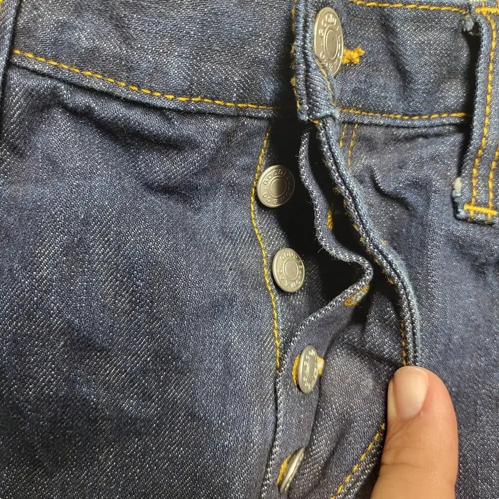 Goodfellow Selvedge Jeans Mens 38x32 Blue Slim Straight Dark Wash 14 Oz
